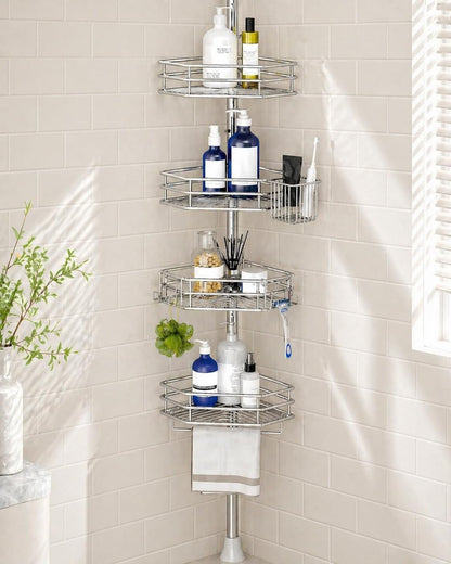 SEIRIONE Rustproof Corner Shower Caddy Tension Pole for Bathroom Storage
