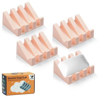 Self Draining Soap Dish Holder,Silicone Soap Dish,for Bathroom,Kitchen, Sponges，Can Extend Soap Life，Keep Soap Bars Dry and Easy Cleaning (White,1-Pack)