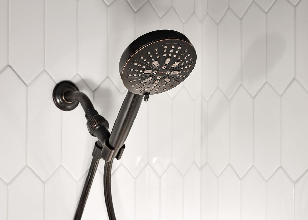 Moen Mediterranean Bronze Hydro Energetix High Pressure Shower Head with Handheld Sprayer Featuring 8 Spray Settings, 200H0BRB