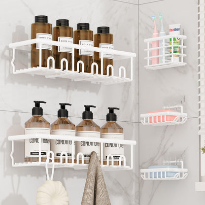 5 Pack Adhesive Bathroom Holders & Dispensers for Kids & Adults, Black