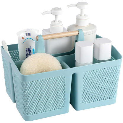 rejomiik Portable Shower Caddy Basket Plastic Cleaning Caddy Organizer Storage Tote with Handle for Bathroom, College, Dorm Room Essentials, White