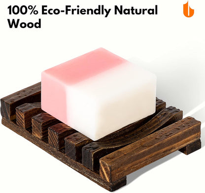 Urbanstrive Natural Wooden Soap Dish Soap Saver Holder Soap Tray for Bathroom, Biodegradable, Zero Waste, Plastic Free, Charcoal Color
