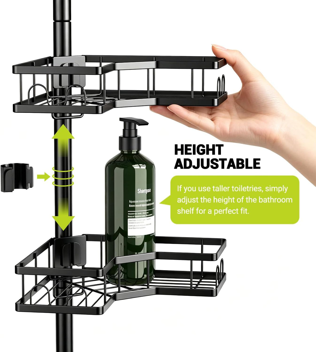 Standing Corner Shower Caddy - 4-Tier Rustproof Adjustable Shower Shelves