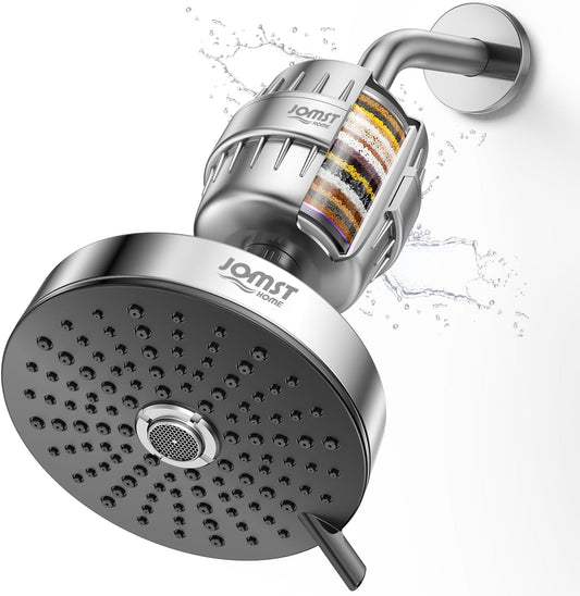 Filtered Shower Head–Shower Head with Filters for Healthier Skin & Hair | 3 Modes High Pressure Shower Heads with 25-Stage Filtration | Removes 99.947% Chlorine & Heavy Metals | Chrome