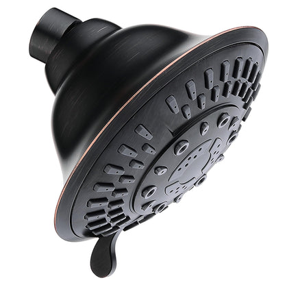 BRIGHT SHOWERS High Pressure Rain Shower Head, Fixed Shower Head with 5 Spray Settings, Adjustable Angle and Anti-Clog Nozzles, Oil Rubbed Bronze