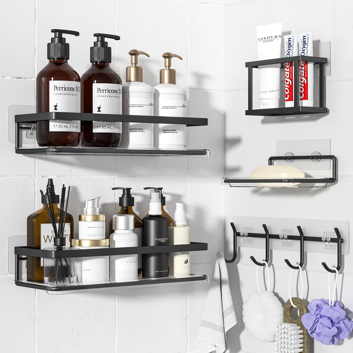 Epicano Shower Caddy Hanging,Large Capacity Shower Organizer,Black