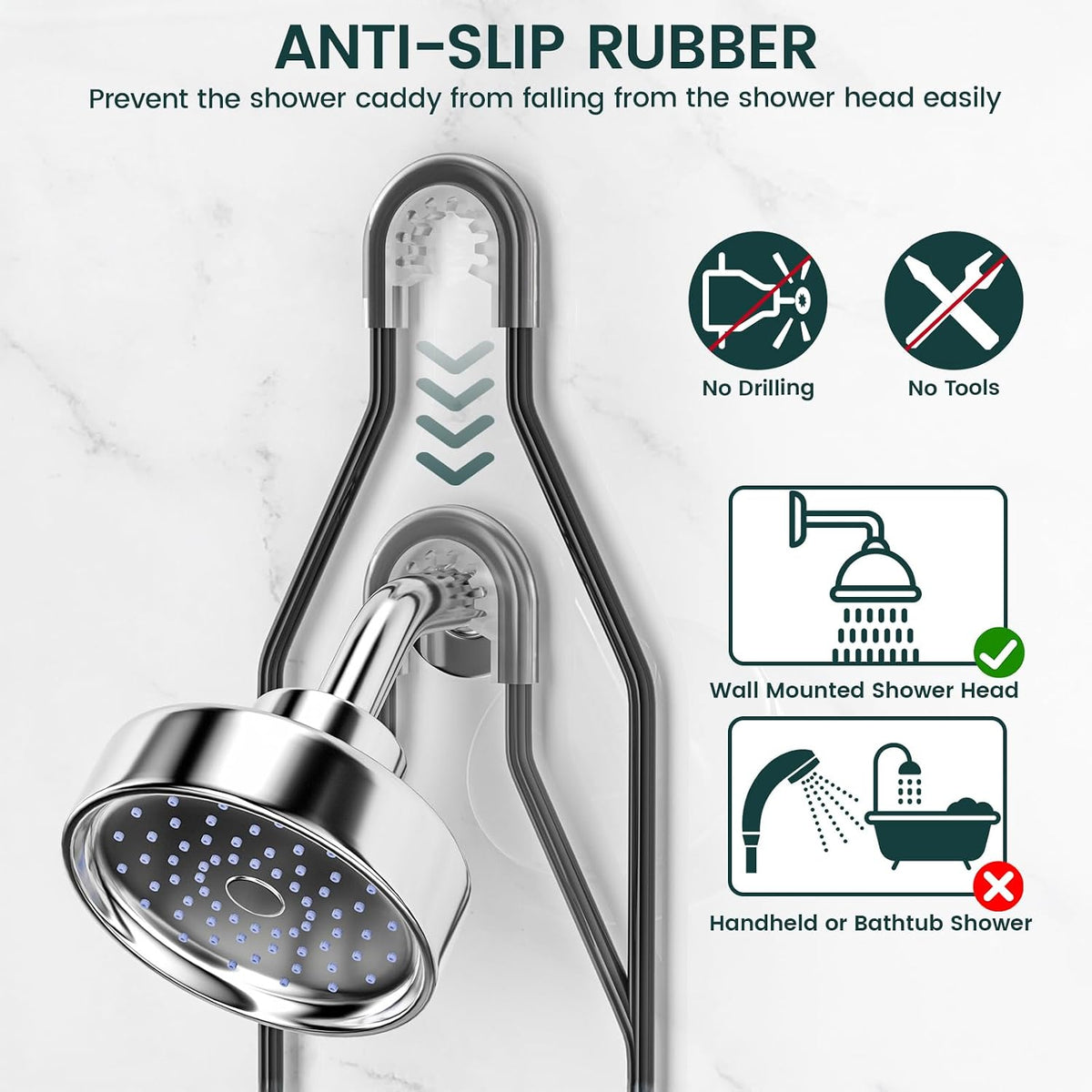 REINHARDT Adjustable Shower Caddy Hanging Rustproof Shower Organizer, Black