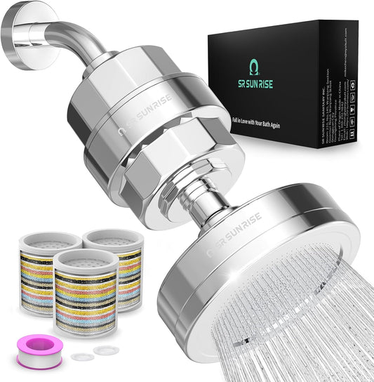 SR SUN RISE 20+3 Stage Filtered Shower Head, Reduces Chlorine, Chrome