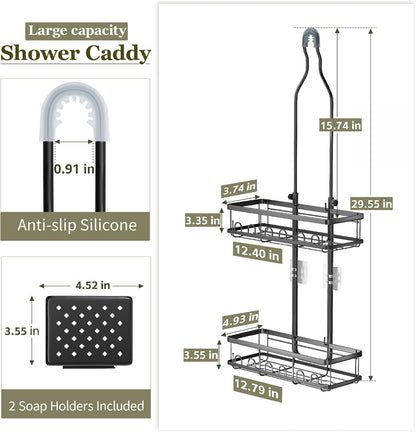 Skyapex Shower Caddy Hanging Over Shower Head, Adjustable, Black