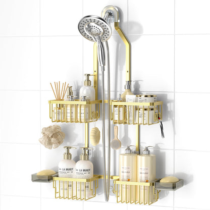 Adjustable Aluminum Shower Caddy Hanging for Handheld Showerhead, Silver
