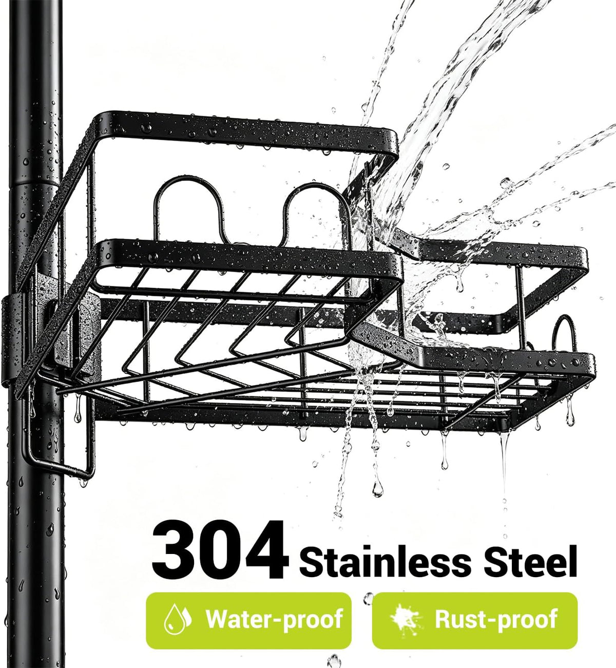 Standing Corner Shower Caddy - 4-Tier Rustproof Adjustable Shower Shelves