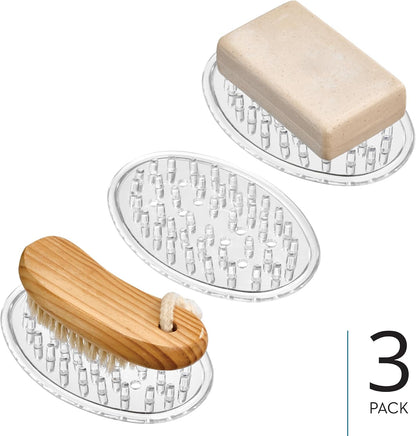 iDesign Plastic Soap Dish, Set of 3, Clear