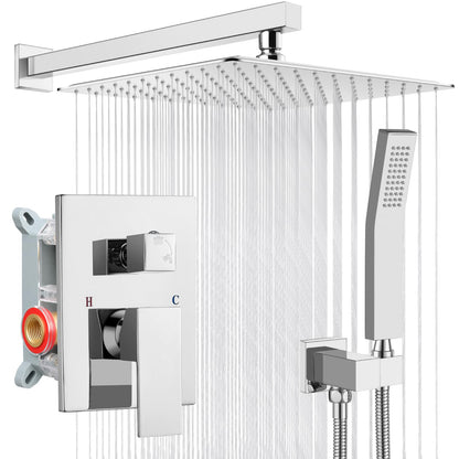 gotonovo Shower Faucet Set with Handheld Spray Matte Black,10'' Head