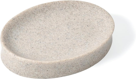 IMEEA Oval Resin Soap Dish for Bathroom Sink Stone-Look Soap Tray Holder