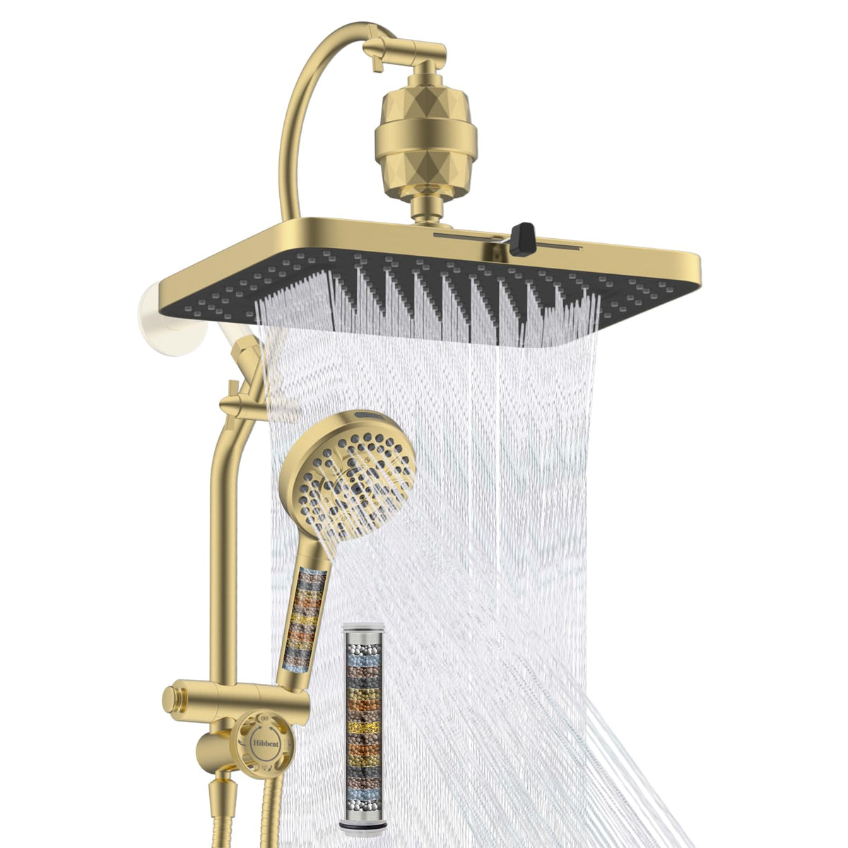 Hibbent cUPC Certified High Pressue 13'' Rainfall Shower Head with 5-Spray