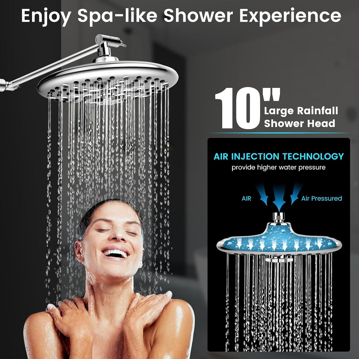 FEELSO 10" Shower Head Combo with Handheld, High Pressure Dual Shower Head