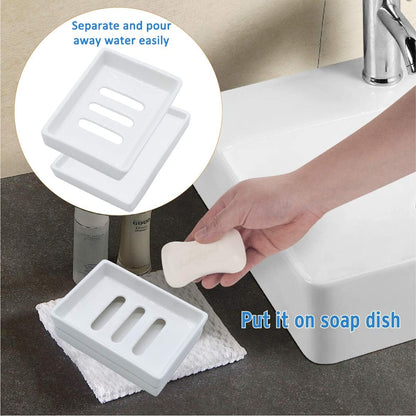 Ceramic Soap Dish Bar Soap Holder Double Layer Soap Tray Draining