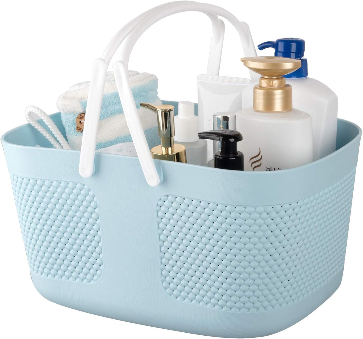 rejomiik Portable Plastic Shower Caddy Basket Organizer with Handles, Blue