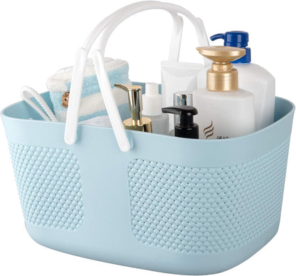 rejomiik Portable Plastic Shower Caddy Basket Organizer with Handles, Blue