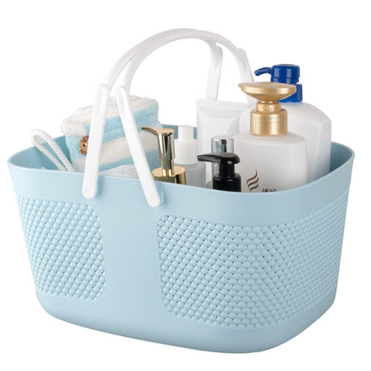rejomiik Portable Plastic Shower Caddy Basket Organizer with Handles, Blue