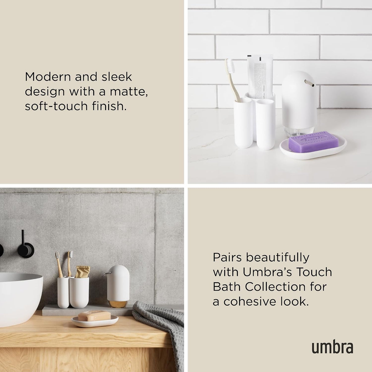 Umbra Touch Soap Dish, Plastic Soap Holder with Drainage, White