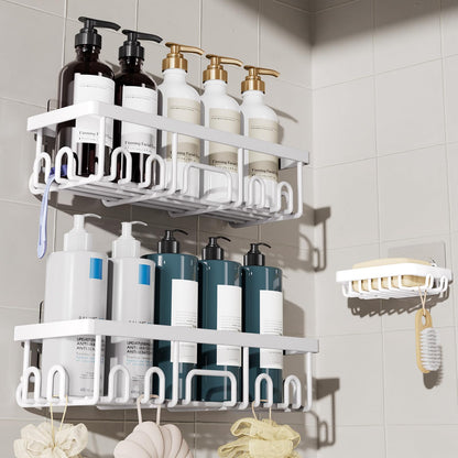 Veken Shower Caddy 6-Pack with Hooks, Bathroom Organizers & Storage, Black