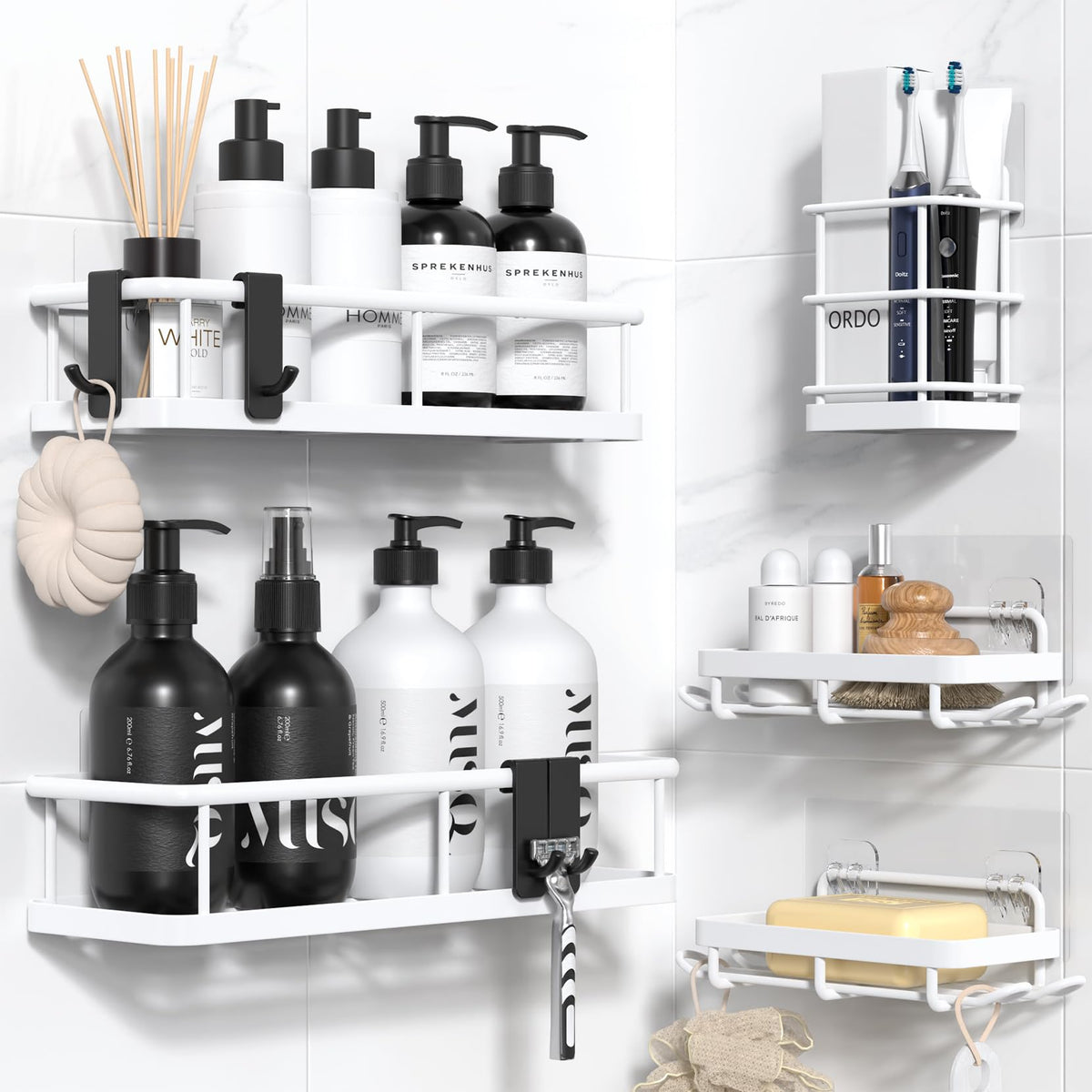 YASONIC Shower Caddy Adhesive, Rustproof Shower Organizer, Large Capacity Shower Shelves for Inside Shower, No Drilling Bathroom Organizers and Storage for Home Decor （2 Pack Silver）