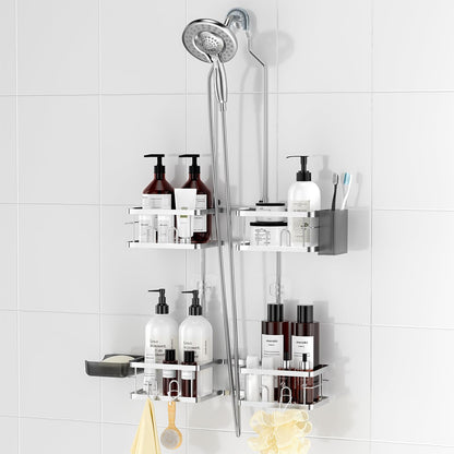 REINHARDT Adjustable Shower Caddy Hanging for Handheld Showerheads, Black