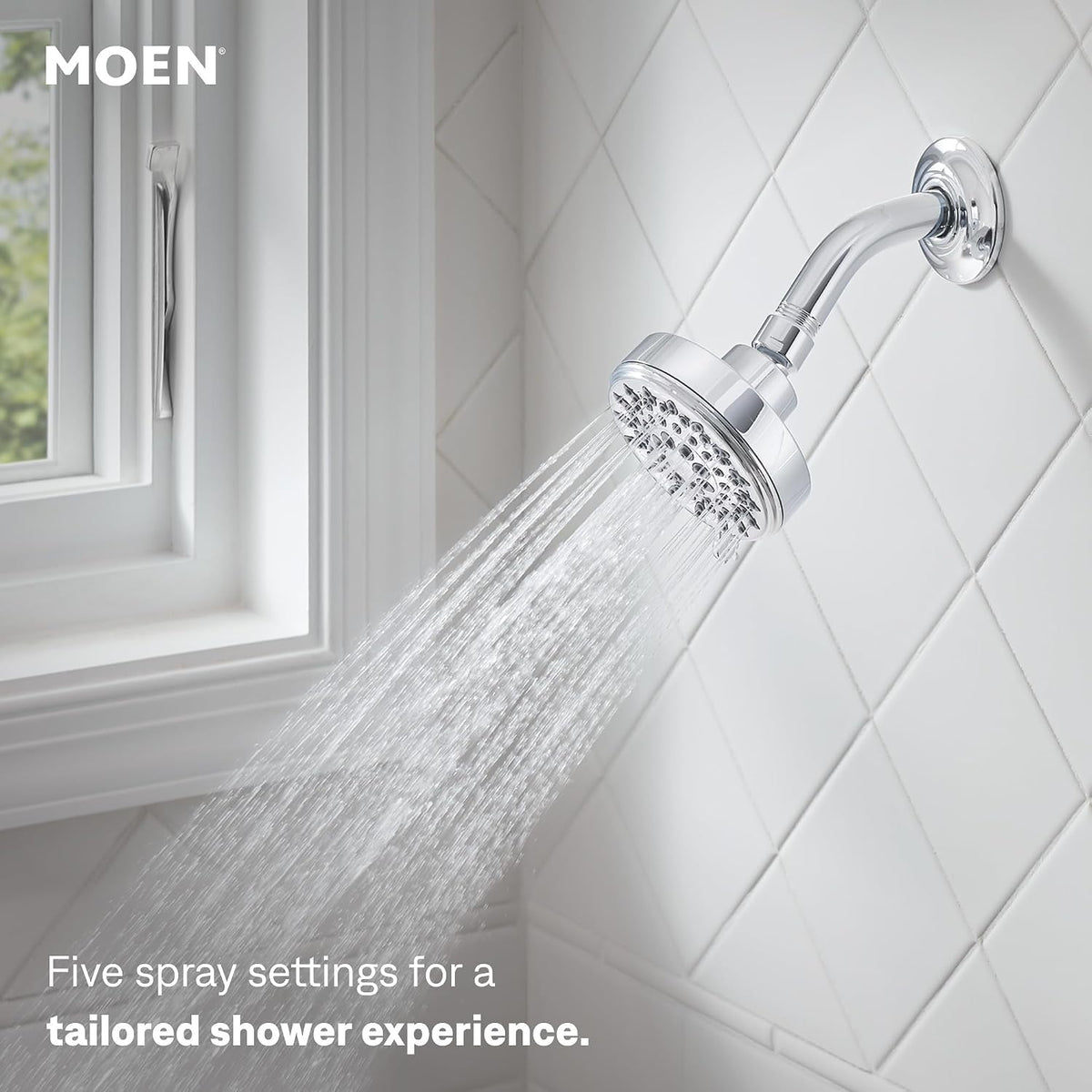 Moen Ignite Chrome Five-function Shower Head With 2.5 GPM High-Pressure Spray, 20090