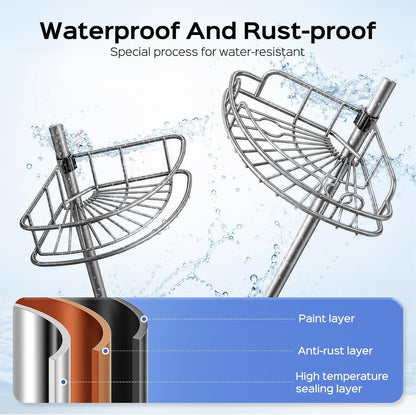 HAMITOR Shower Caddy Tension Pole: 4 Tier Corner Bathroom Organizer