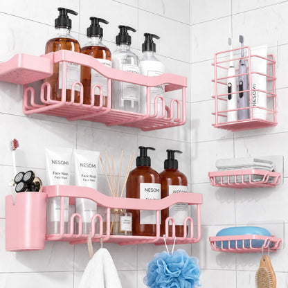 NESOMI 7-Pack Shower Caddy Adhesive,Stainless Steel Shower Organizer Shelf