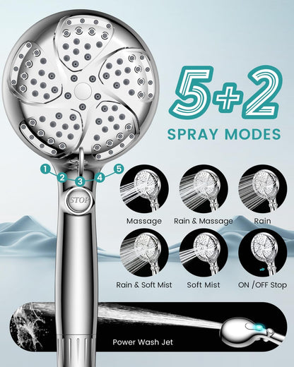 Filtered Shower Head with Handheld, High Pressure 7 Mode Shower Heads