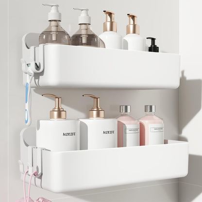 Nieifi Adhesive Shower Shelves, Clear, 5 Pieces