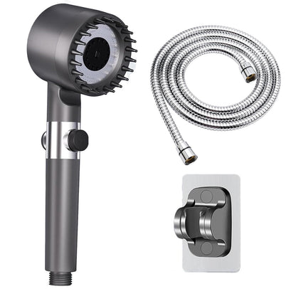 Ion Shower Head, Shower Head High Pressure with Handheld & 5 Filters, 4 Modes & Pause Switch, Showerhead Set with 59" Explosion-Proof Hose & Dual Brackets for Hard Water & Pets, Gray