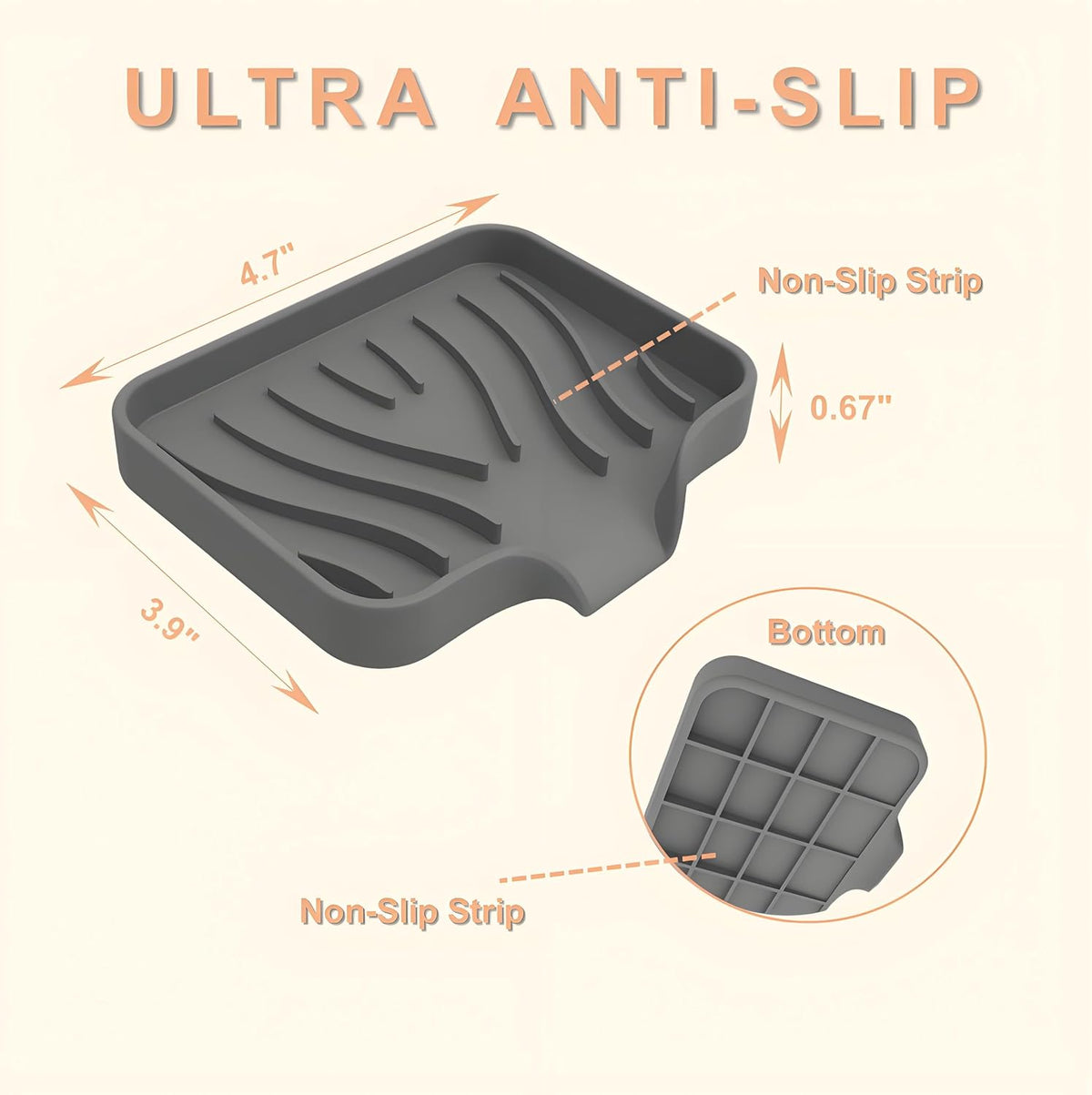 Silicone Soap Dish with Drainer, Fast Dry Kitchen Bath Black Small 2-Pack
