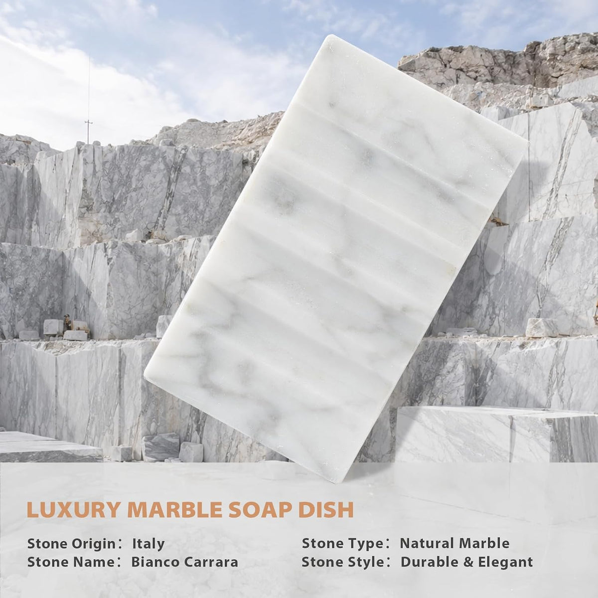 Koville Bianco Carrara White Soap Dish Luxury Marble Soap Holder