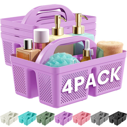 Portable Shower Caddy with Handle - 4 PCS, BPA-free, White