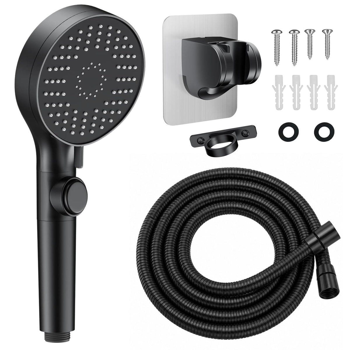 RV Shower Head with Hose, High Pressure 5 Mode Shower head Replacement, Showerheads for RV/Campers, Travel Trailer, Motorhome for Water Saving, Handheld Shower Head Holder and Hose, On Off Switch