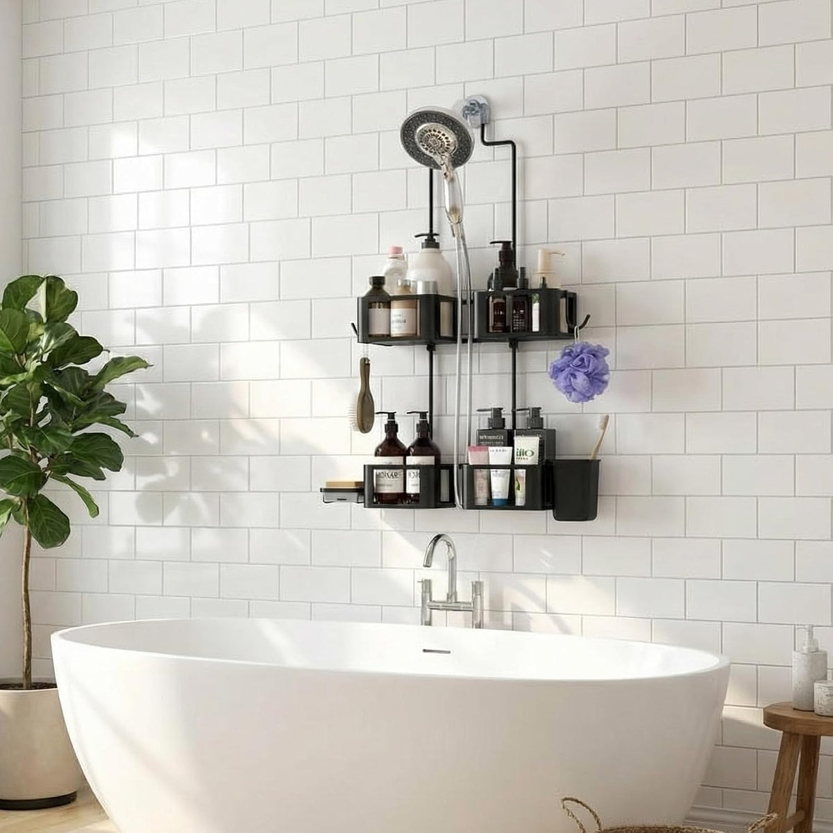Hanging Shower Caddy for Handheld Showerheads,Over Head Shower organizer