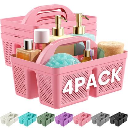 Portable Shower Caddy with Handle - 4 PCS, BPA-free, White
