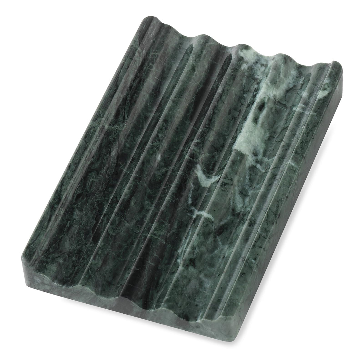 Koville African Natural Marble Soap Dish for Shower, Stone Soap Tray for Bathroom, Bar Soap Holder for Sink, Stripe Grooves Soap Saver Stone Dish Keep Bars Dry Easy Clean (Namib Bianco)