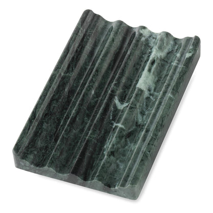 Koville African Natural Marble Soap Dish for Shower, Stone Soap Tray for Bathroom, Bar Soap Holder for Sink, Stripe Grooves Soap Saver Stone Dish Keep Bars Dry Easy Clean (Namib Bianco)