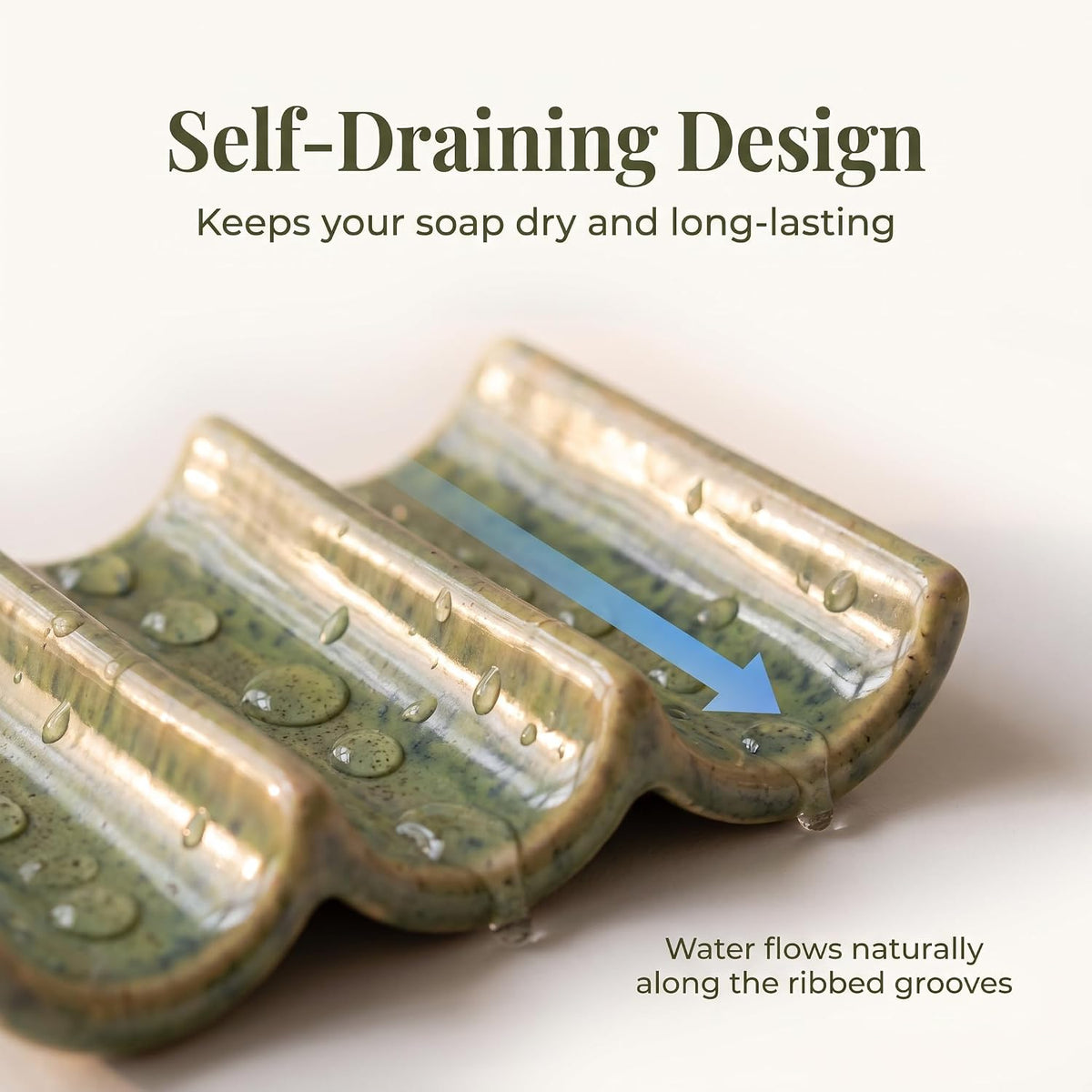 Ceramic Soap Dish, Draining Bar Soap Holder for Shower & Bathroom