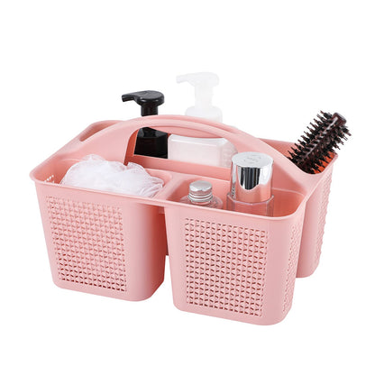 Plastic Portable Shower Caddy Basket with Handle, 3 Compartments, Grey