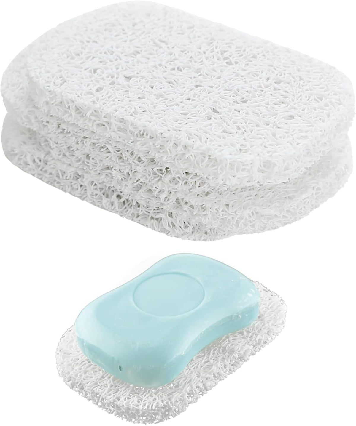Snowkingdom 4 Pack White Soap Saver Holder for Bar Soap Shower Bathroom Dish Self Draining Lift Pad Porous Construction air circulate 2.9" x 4.5" PVC Non-BPA Non-Slip Durable