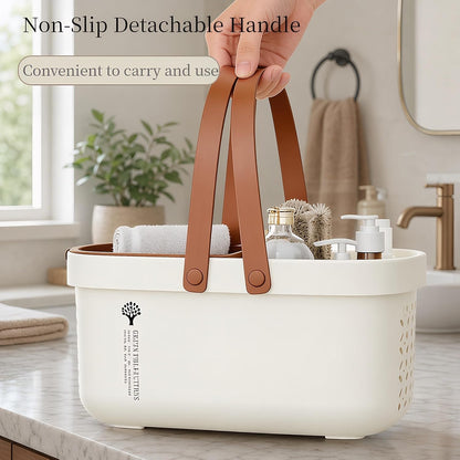 Pulseplay Portable Plastic Shower Caddy Basket with Handle Cream