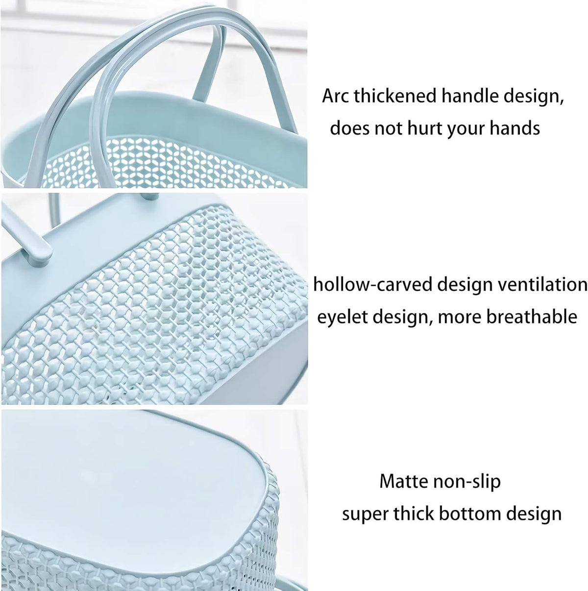 rejomiik Portable Plastic Shower Caddy Basket with Handles, Blue