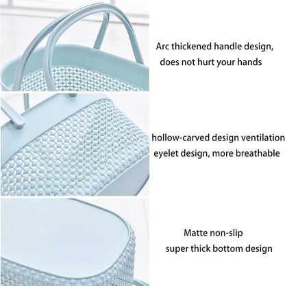 rejomiik Portable Plastic Shower Caddy Basket with Handles, Blue