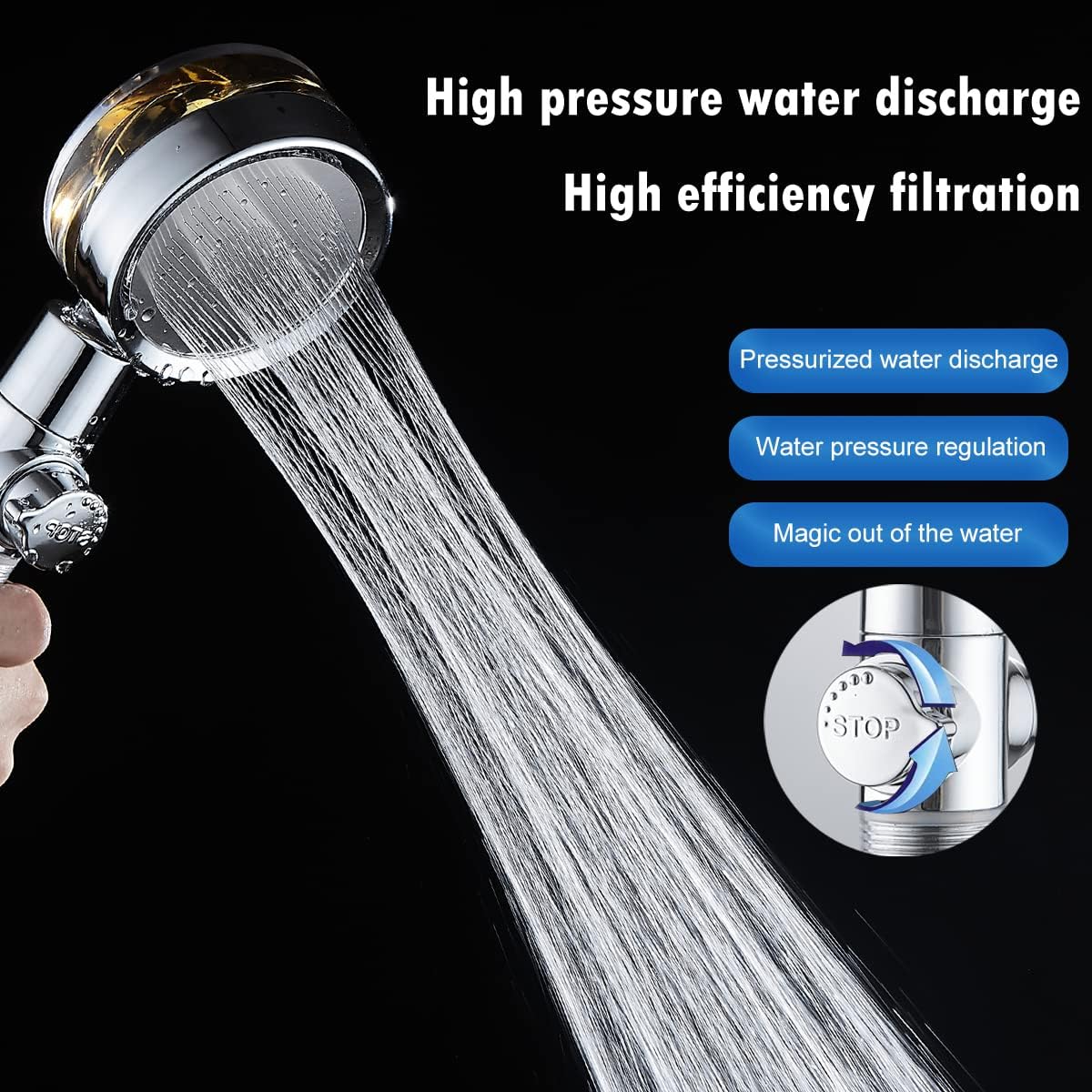 CWPW High Pressure filtered Shower Head Hydro Jet Handheld Turbo Fan Shower