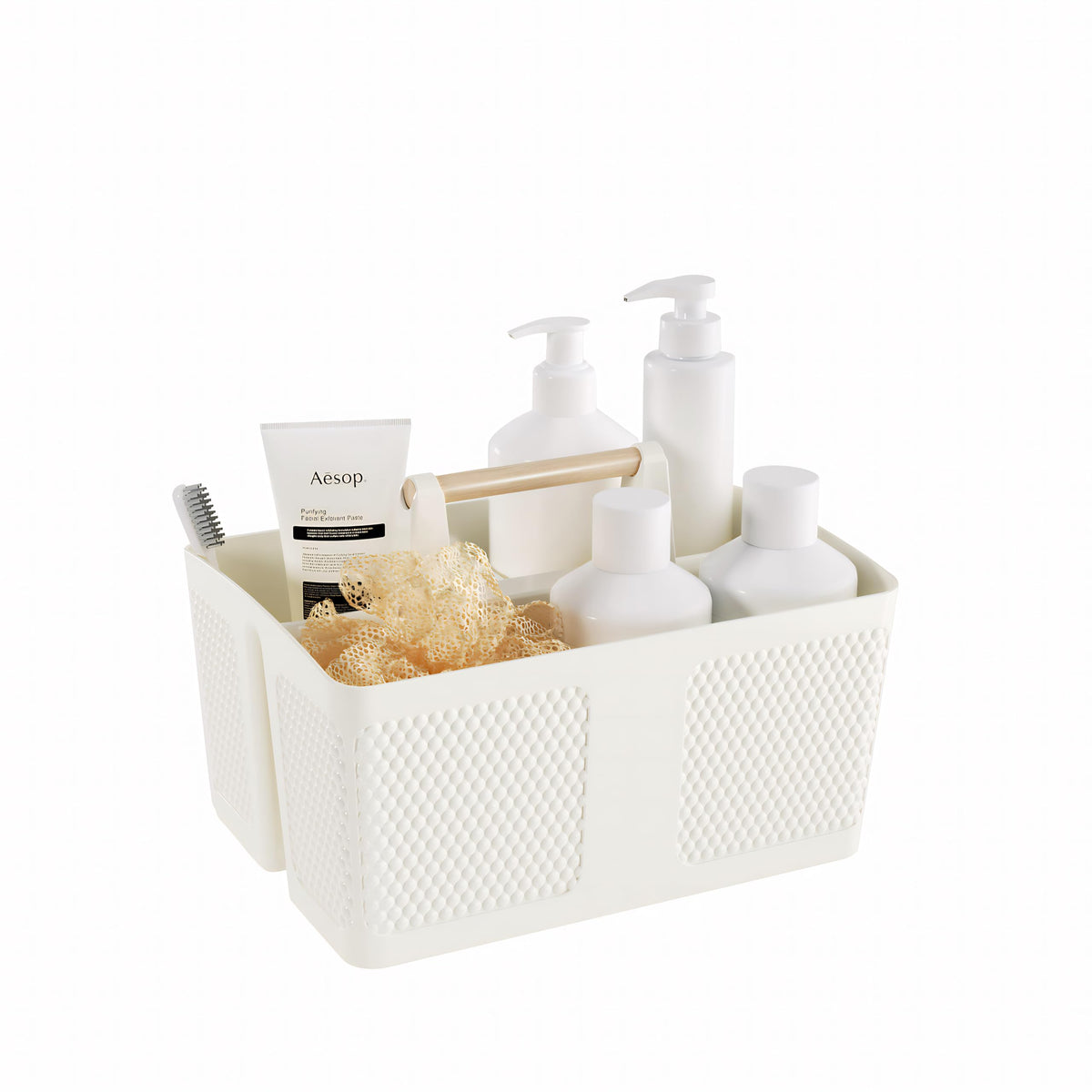 Shower Caddy Portable and Cleaning Caddy Organizer for Bathroom, Kitchen,Toiletries Storage, Caddy organizer with handle, Rust-Resistant, Durable Material(Milky White, 9.36"L×7.73"W×7.24"H)